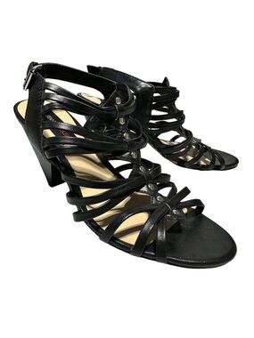 Jeanne Beker Black Strappy Gladiator Heel Sandals Size 8